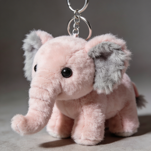 Portachiavi Personalizzato a Forma di Elefante Rosa, Morbido Peluche Decorativo per Borse, per Bambini e Amanti degli Animali - Product Image 1