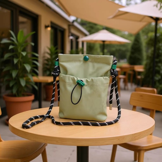 Factory Direct Custom Minimalist Drawstring Nylon Phone Pouch for Women Lightweight Mini Crossbody Shoulder Coin Bag