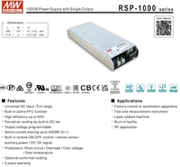 Meanwell RSP-1000-24 960W 24VDC 40A 90 ~ 264Vac Alimentation à découpage AC DC à sortie unique PFC intégré 90% Efficacité 3 ans