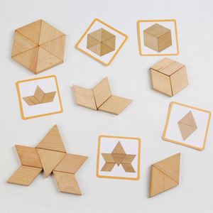 Juguete de Viaje para Niños Pequeños, Rompecabezas Tangram de Madera de Haya para Educación Temprana, Aprendizaje Preescolar de Geometría - Product Image 1
