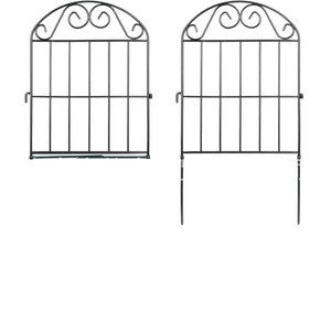 Clôture de jardin en métal arqué antirouille en gros, panneaux de clôture en fer à insérer dans le sol, 33 x 43 cm, noir, pour parterres de fleurs, pelouse, extérieur - Product Image 5