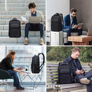 BJIAX 大容量 PUレザー PCバッグ 15.6/17.3インチ レジャー 男女兼用 防水 トラベルノートパソコンバックパック USBポート付き キャンバス オックスフォード生地 - Product Image 6