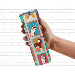 Vaso Delgado de Acero Inoxidable con Diseño de Husky Siberiano Rojo - Product Image 4