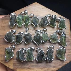 Natural High Quality Healing Czech <strong>Moldavite</strong> Gemstone Crystal Pendant 925 Sliver Crystal <strong>Necklace</strong> for Decorations Craft Gift - Product Image 3