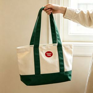 Sac fourre-tout en toile de coton recyclé écologique avec motif lettres, fermeture éclair, poche et poignées - Product Image 1