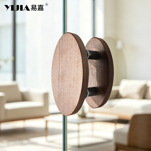 YIJIA Walnut Wood Oval Sliding Door Handle 9102 Touch Control Commercial Use - Product Image 2
