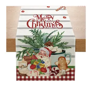 سانتا كلوز وشجرة مطبوعة من البوليستر طاولة عداء للاحتفال بأعياد الميلاد منتجات عداء الطاولة