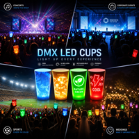 Vaso Luminoso LED Controlado por DMX512, Vaso de Cóctel Luminoso Inalámbrico Sincronizado de 14 oz, Vaso de Plástico PS con Luz para Eventos y Conciertos