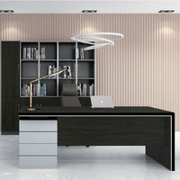 Grand bureau de direction pour PDG, bureau moderne en bois avec tiroir, table de bureau
