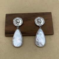 Boucles d'oreilles vintage en plaqué or en forme de coquille Portrait sculpté Boucles d'oreilles pendantes de luxe avec motif géométrique Style tendance pour cadeau