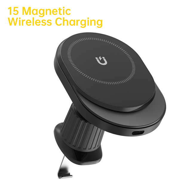ASPOR A522 Magnetic Car Phone Mount 15W Wireless Charging for for Compatible Flexible Air Vent Holder for Indoor Use