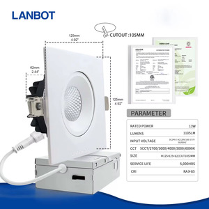 4inch 12 Wát vuông Dimmable <span class=keywords><strong>COB</strong></span> LED Gimbal lõm Downlight với ac120v cao lumen cri90 + LED xuống ánh sáng - Product Image 6
