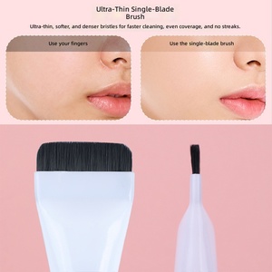 Flat Makeup Brush Ultra Thin Straight Flat Head Plastic Handle Soft Synthetic Bristles Low Powder Pickup Face Tool - Product Image 4