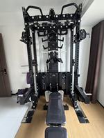 TTFLEX Premium 2-en-1 Multifonctionnel Power Rack Cable Crossover Smith Machine Acier Inoxydable Pile de poids 70-120kg Gym Fitness