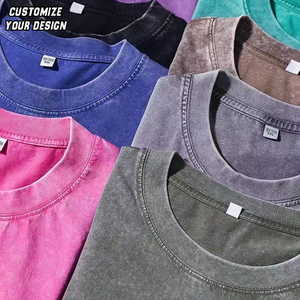 T-shirt grafica 100% in cotone con Logo personalizzato oversize a spalla larga Vintage con pietra lavata lunga con stampa DTG - Product Image 2