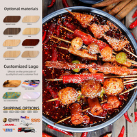 En gros, brochettes jetables en bambou à long manche, bâtonnets de bambou noués pour barbecue, grillades, apéritifs et fêtes