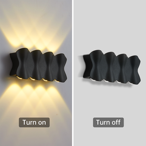 Lampe murale extérieure décorative moderne 8W LED blanc chaud étanche IP65 en aluminium noir à fixation murale pour porche, couloir, jardin - Product Image 4