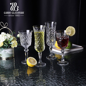 Copas de vino premium estilo europeo con tallo, copas de champán, juego de 12 piezas, diseño grabado con tallo alto. - Product Image 3