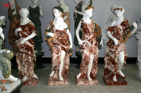 Sculpté à la main ancienne pelouse romaine décorative grandeur nature quatre saisons femme dame grandes Sculptures extérieur jardin marbre Statues