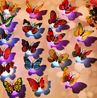Autocollant mural papillon 3D LED, veilleuse à changement de couleur, décoration intérieure pour chambre d'enfant, jardin, fête, festival, mariage