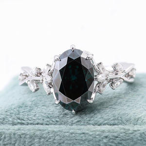 <span class=keywords><strong>Solitario</strong></span> foglia e vite 13x9mm 8*12mm ovale verde promessa fede nuziale Moissanite In oro bianco - Product Image 4