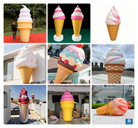 Modèle de dessert alimentaire gonflable sur mesure avec lumière LED, crème glacée gonflable géante pour la publicité en magasin, décoration gonflable