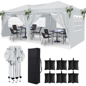 Grande tente rétractable en PVC avec cadre en acier 3x3 pour événements en plein air, mariages, salons professionnels - 10x10 avec une distance de 5 m entre les poteaux - Product Image 2