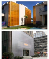Panneau mural décoratif moderne en polycarbonate alvéolaire à motif perforé pour hôtels, revêtement UV, conception durable, garantie 5 ans