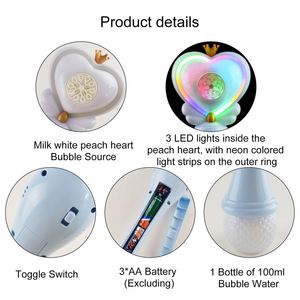 Trending Products Light up 10 Holes Heart Neon Bubble Automatic <b>Wand</b> Kids Birthday Party Parent-child Interactive Bubble Tools - Product Image 5