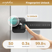 Serrure de porte intelligente Arpha D228 électronique avec application Tuya, connexion Bluetooth, mot de passe, clé, empreinte digitale, déverrouillage intelligent