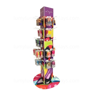 Présentoir à pinceaux de maquillage avec crochets, étagères métalliques sur pied à 3 faces pour l'organisation des outils de salon, les cosmétiques et le merchandising de peignes en magasin - Product Image 2