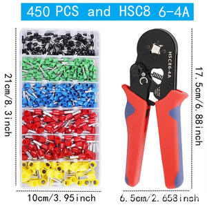 Kit de Terminales Tubulares VE de 450 Piezas, Alicates de Crimpado HSC8 6-4A, Conectores de Cable Industriales de Entrada Frontal de Acero de 0.5-12 mm - Product Image 4