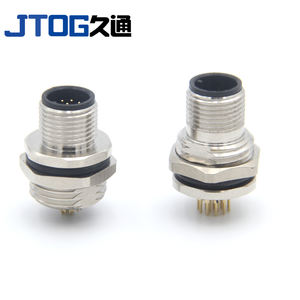 M12 4pin D קוד נקבה מולחמות עמיד למים מתכת קדמית תושבת אוגן מחבר שקע אוגן - Product Image 4