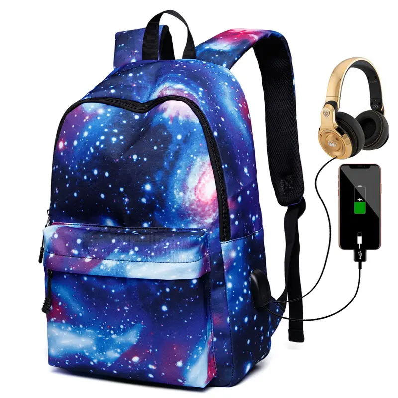 Mochila de alta qualidade para meninas, industrial, atacado, durável, barata, estrela, usb, para escola