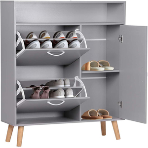 Estante de exhibición de madera resistente al agua para zapatos, <span class=keywords><strong>armario</strong></span> con puertas de 2 niveles, grande y moderno - Product Image 3