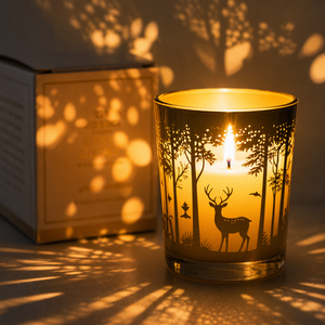 Portavelas de cristal plateado con diseño de ciervo forestal y caja de regalo a juego, popular para el Festival de Navidad, en stock. - Product Image 3