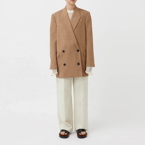 <span class=keywords><strong>Blazer</strong></span> Largo de Lana para <span class=keywords><strong>Mujer</strong></span>, Estilo Oversize, Color <span class=keywords><strong>Camel</strong></span> Marl, <span class=keywords><strong>Blazer</strong></span> Cruzado de Doble Botonadura - Product Image 5