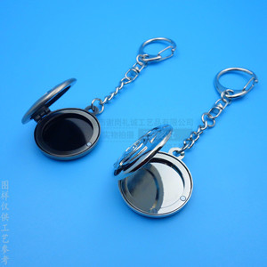 Custom Metal Round Photo Box Keychain Pendant Antique Nickel Color <b>Magnetic</b> Flip Cover Zinc Alloy <b>Frame</b> Business Gift - Product Image 4
