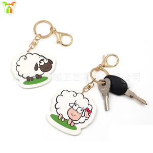 New cartoon leather sheep keychain, student backpack pendant, creative <b>car</b> <b>key</b> <b>ring</b>. - Product Image 3