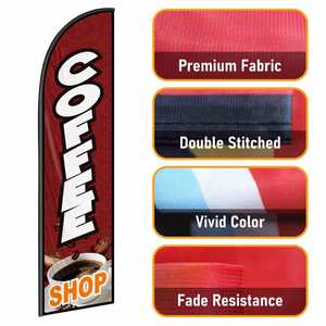 2.5*11.5 FT COFFEE SHOP High Quality Custom Feather <b>Flags</b> Beach <b>Flag</b> for Beach Party and Advertising Promotions - Product Image 5