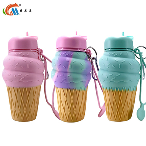 ขวดน้ำซิลิโคนรูปไอศกรีมน่ารัก ขนาด 500 มล. ปลอดสาร BPA สำหรับเด็ก พร้อมโลโก้สั่งทำได้ ขายส่ง - Product Image 3