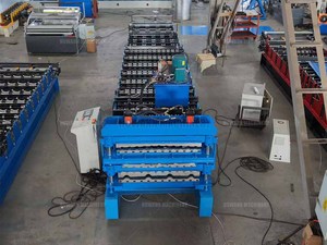 Neues Design Drei schicht ige Walzen form maschine Wellblech-Dach blech Dach herstellungs maschine Fliesen herstellungs maschinen - Product Image 2