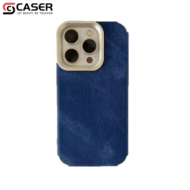 Chic Retro Denim Art Pure Color Waterproof Phone Case for iPhone 17PM 16 15 14 Large Hole Lens Frame Compatible Various Models