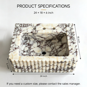 Lavabo da <span class=keywords><strong>Bagno</strong></span> di Lusso Personalizzato in Marmo Calacatta Viola, Elegante Lavabo da Appoggio in Pietra Naturale per Villa e Hotel - Product Image 2