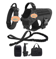 Ensemble harnais et laisse pour chien robuste avec boucle métallique réglable pour l'entraînement en extérieur, le travail, le service, le harnais tactique pour chien en nylon