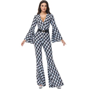 Costume de scène rétro années 80 style disco, motif losanges, pour Halloween, fête hippie, uniforme de chanteur - Product Image 5