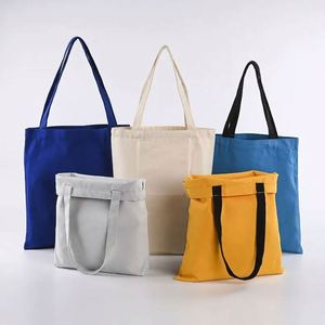 Sac fourre-tout en toile de coton écologique uni beige et blanc, échantillon d'usine, 13"x15" - Product Image 1