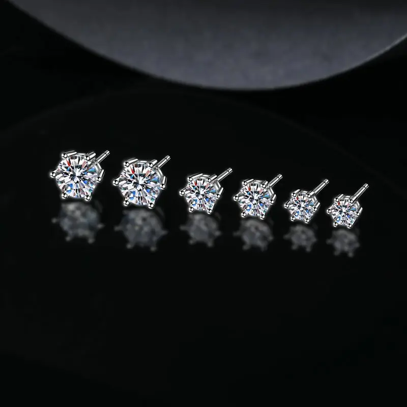 Anting-anting klasik halus wanita, perhiasan anting-anting Moissanite perak S925 dengan lapisan Platinum modis desain elegan sederhana