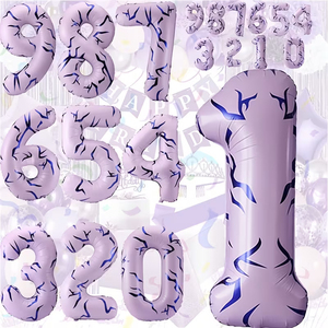Globos Gigantes de Papel Metálico Morado con Números del 1 al 9 de 40 Pulgadas, Diseño de <span class=keywords><strong>Tatuaje</strong></span> con Temática KPOP, para Decoración de Fiestas de Cumpleaños y Aniversarios, Accesorio para Fotos - Product Image 1