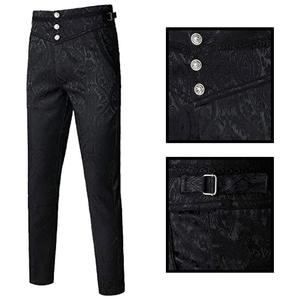 2025 nouveau pantalon médiéval pour hommes Jacquard gothique Steampunk élégant boutons classique noir Burlesque hommes Vintage pantalon - Product Image 3